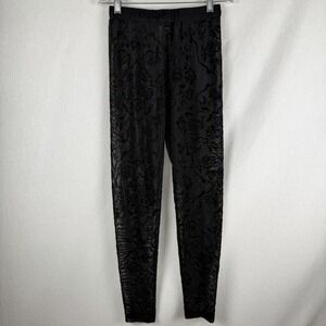 Black Lace Sheer Leggings Sz M Whimsygoth Festival Dark Romantic Steampunk Sexy